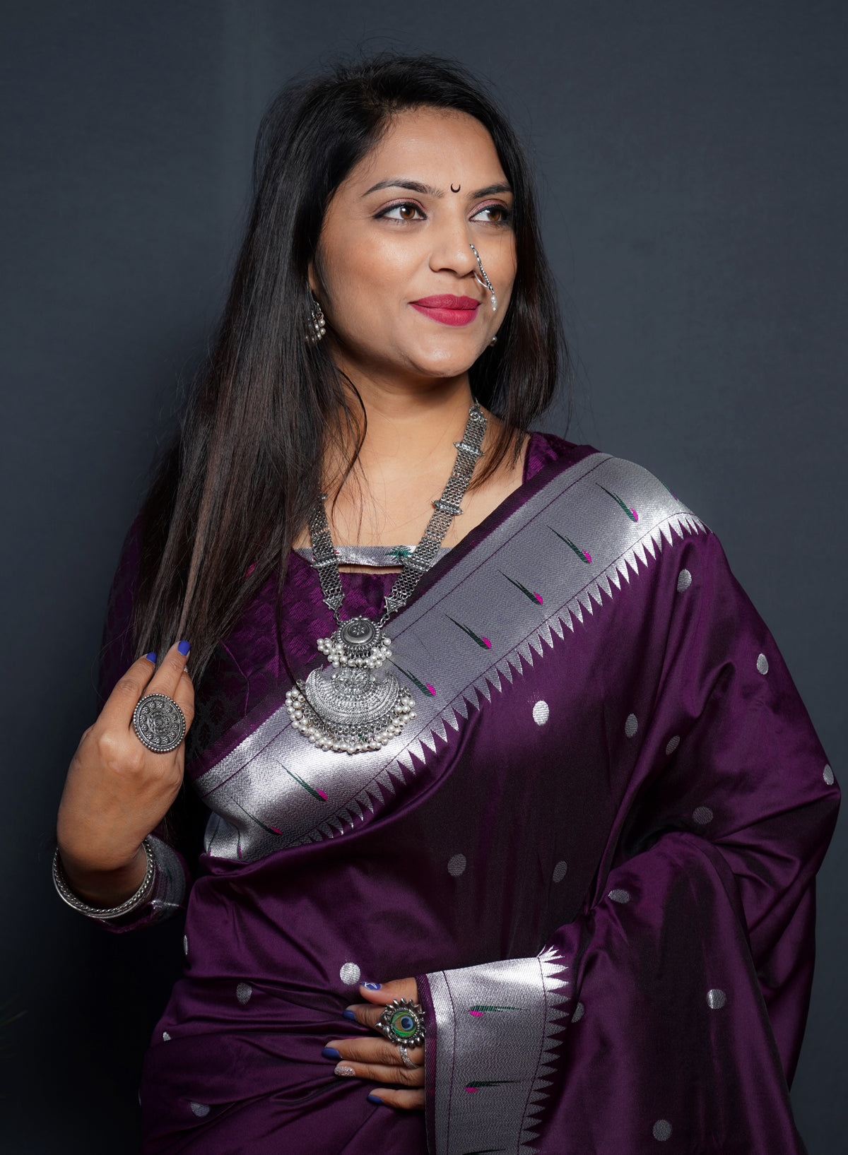 MAGENTA Soft Silk Maharashtrian Paithani Saree