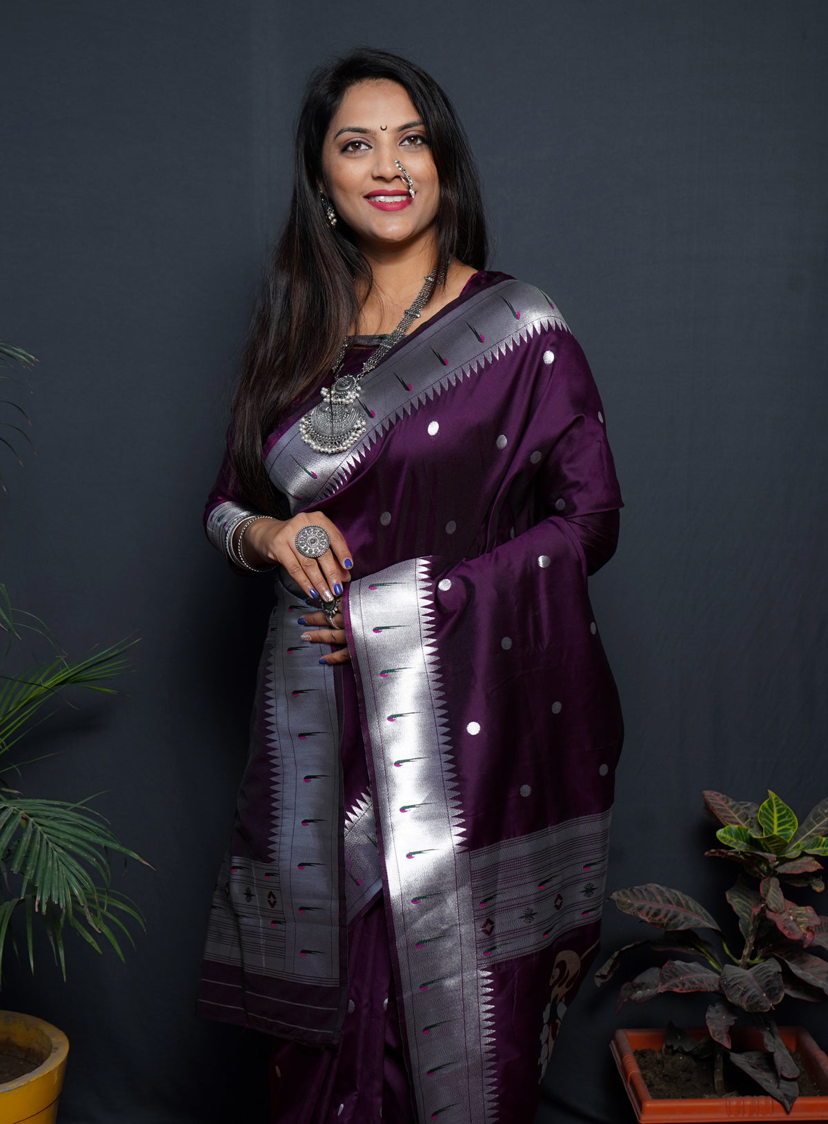 MAGENTA Soft Silk Maharashtrian Paithani Saree