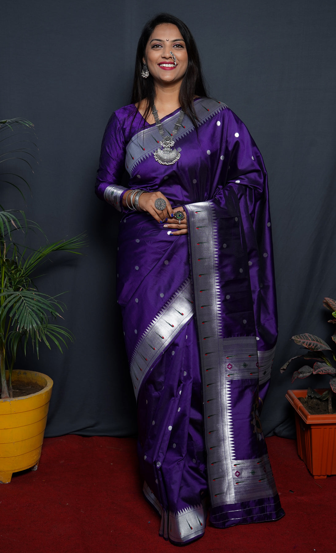PURPLE Soft Silk Maharashtrian Paithani Saree