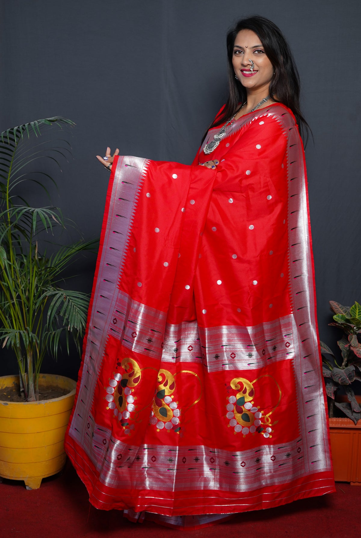 RED Soft Silk Maharashtrian Paithani Saree