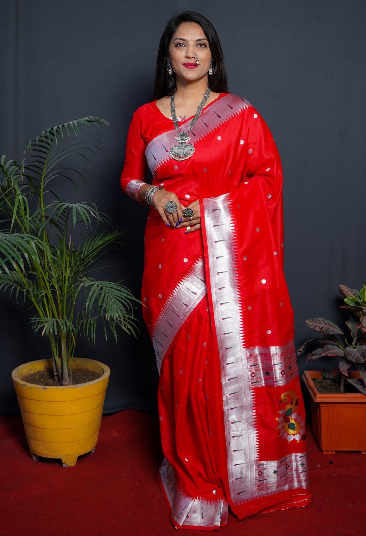 RED Soft Silk Maharashtrian Paithani Saree