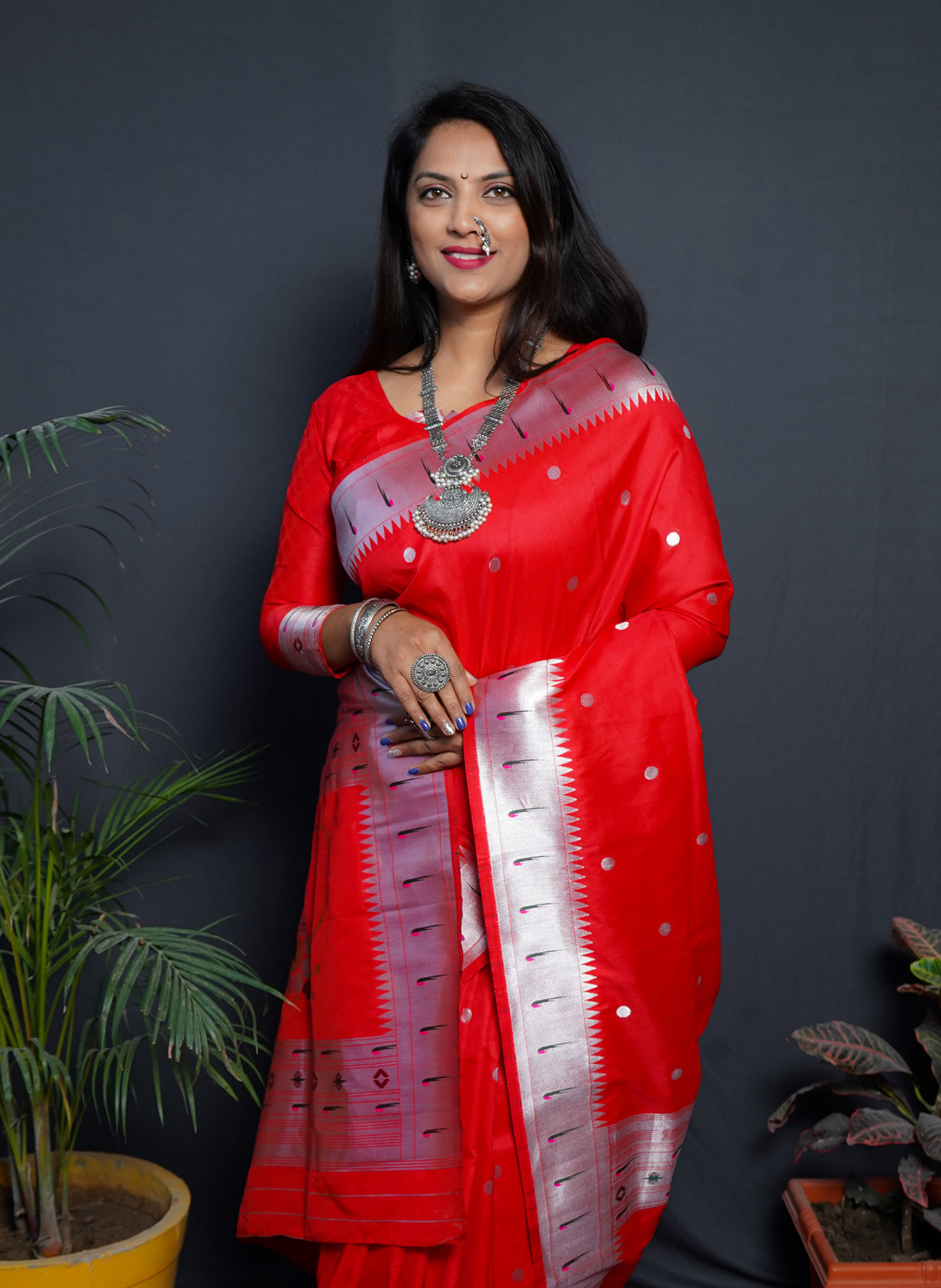 RED Soft Silk Maharashtrian Paithani Saree