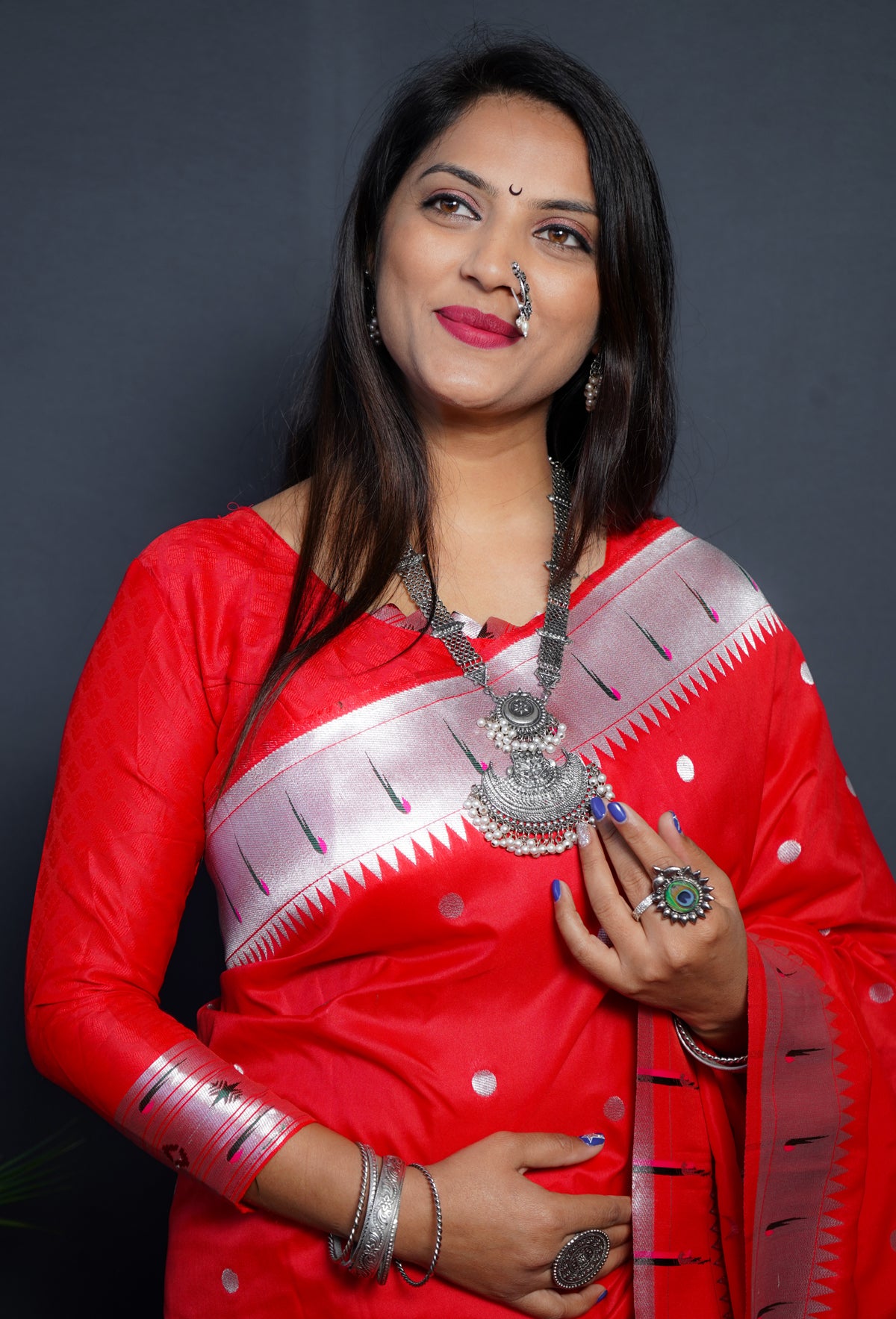 RED Soft Silk Maharashtrian Paithani Saree